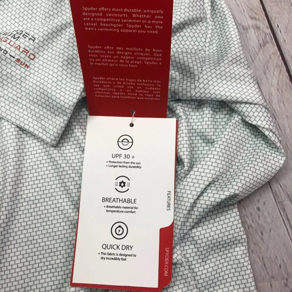 Mens medium- spyder swim rash guard top short sleeve - Picture 6 of 8